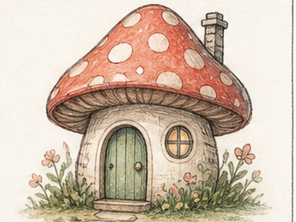 Mushroom House drawing reference